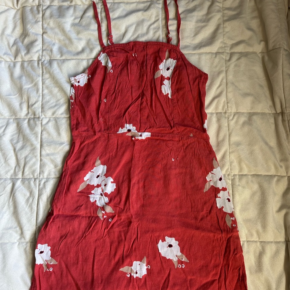 Obey Red and White Floral Top